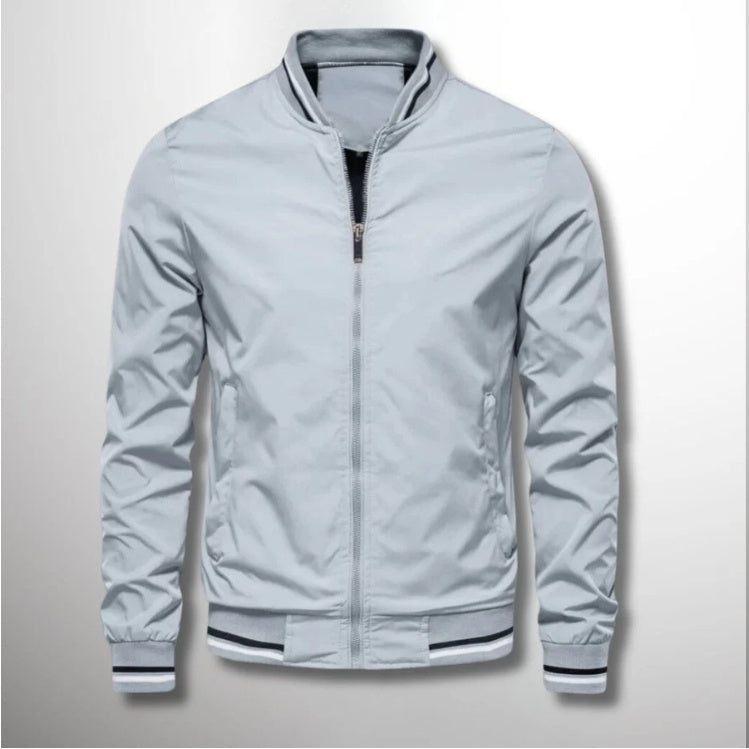 Men’s Striped Zip-Up Bomber Jacket – Casual Lightweight Baseball-Style Outerwear for Spring & Fall