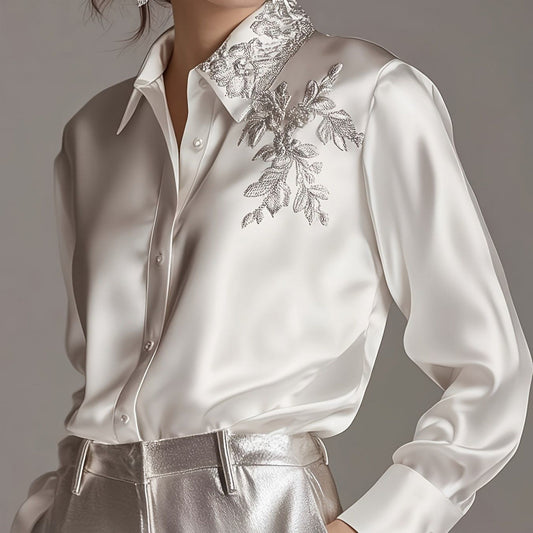 Women’s Loose Embroidered Shirt – High-Quality European & American Style Top