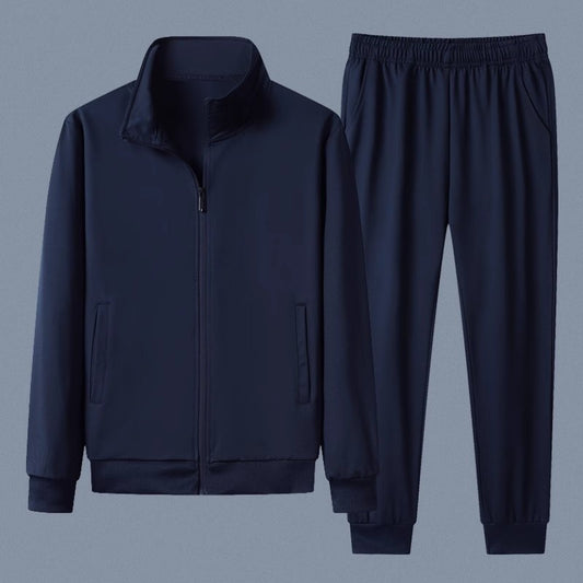 Men’s Stand Collar Cardigan & Coat Two-Piece Set – Casual Running Sportswear Outerwear
