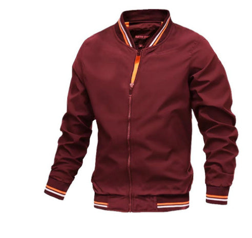 Men’s Striped Zip-Up Bomber Jacket – Casual Lightweight Baseball-Style Outerwear for Spring & Fall