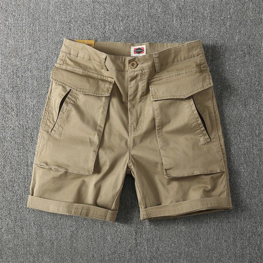 Men’s Summer American-Style Stretch Cargo Shorts – Multi-Pocket Casual Workwear