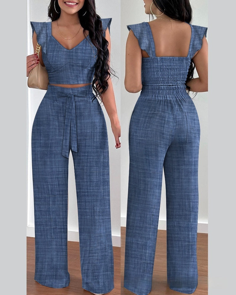 Women’s Fashion Two-Piece Suspenders Suit – Stylish Casual Outfit