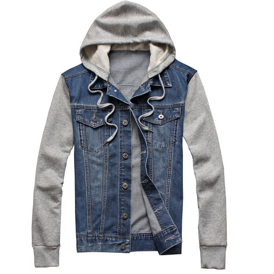 Men’s Denim Jacket with Detachable Hood – Casual Outdoor Sportswear Coat