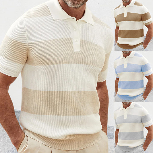 Men’s Summer Lapel Short Sleeve Sweater – Lightweight Casual Knit Top