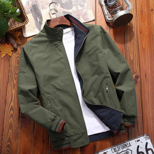 Men’s Reversible Sports Jacket – Stand Collar Casual Zip-Up Outerwear