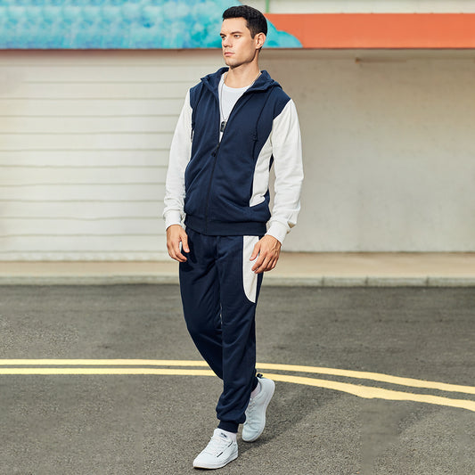 Men’s Plus Size Color Block Sports Suit – Trendy Young Men’s Athletic Outfit