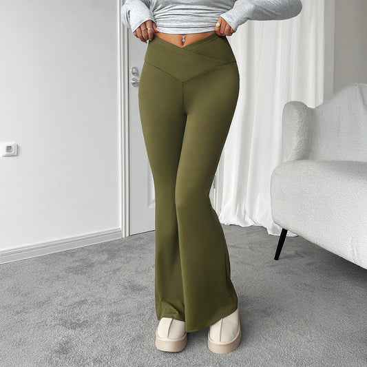 Women’s Slim-Fit Peach Hip Yoga Trousers – Belly Control Micro-Stretch Activewear
