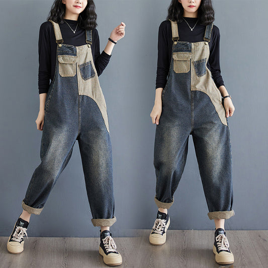 Plus Size Loose Fit Denim Suspender Pants – New Autumn Casual Overalls