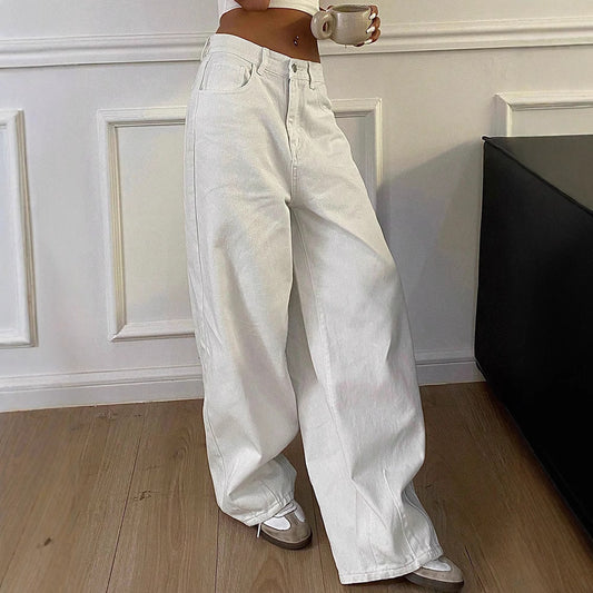 Women’s Vintage Wide-Leg Jeans – Casual Long Denim Pants