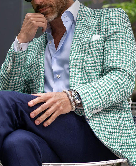 Men’s Casual Blazer Jacket – Two-Button Suit with Large Pockets & Modern Fit