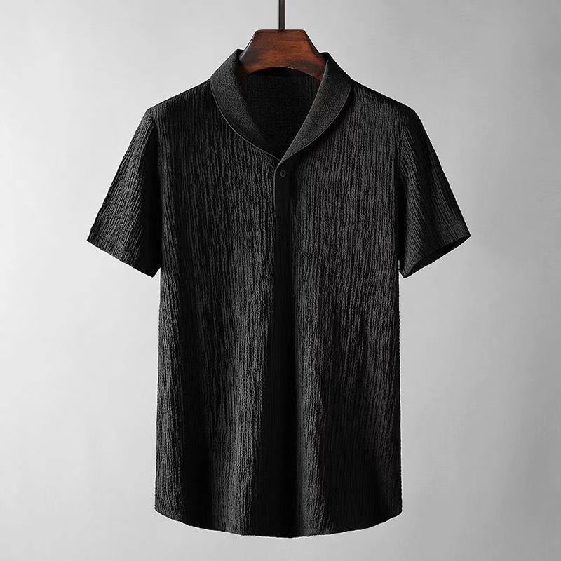 Men’s Summer Leisure Suit – Loose Short Sleeve Top & Drawstring Trousers Set