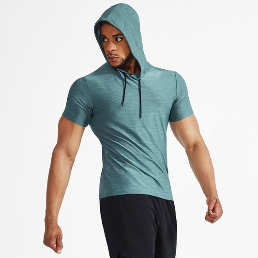 Men’s Summer Basketball Hooded Short Sleeve Sportswear Top