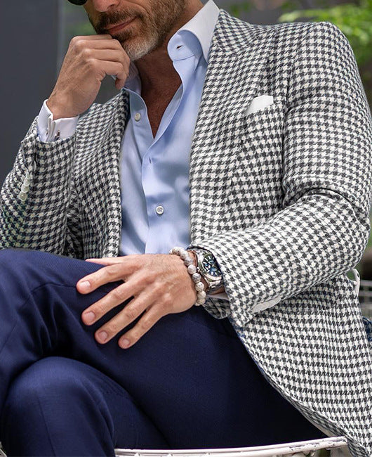 Men’s Casual Blazer Jacket – Two-Button Suit with Large Pockets & Modern Fit
