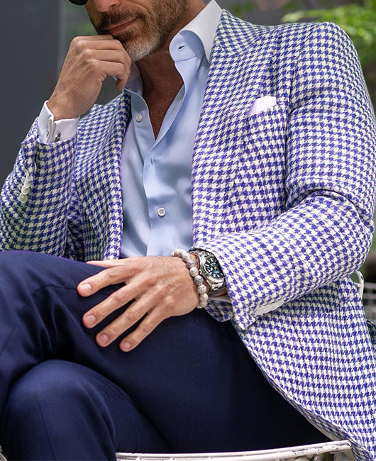 Men’s Casual Blazer Jacket – Two-Button Suit with Large Pockets & Modern Fit