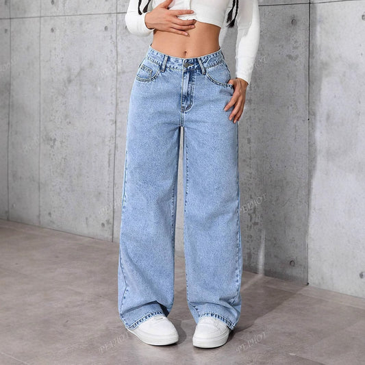 Women’s Printed Loose Fit Jeans – Trendy Summer Denim Pants