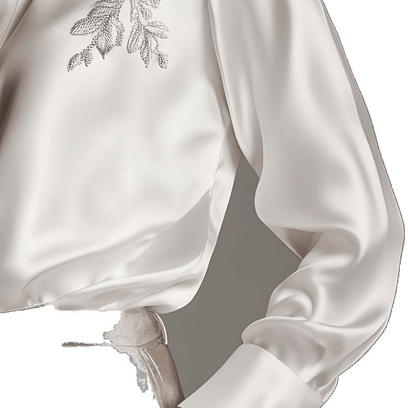 Women’s Loose Embroidered Shirt – High-Quality European & American Style Top