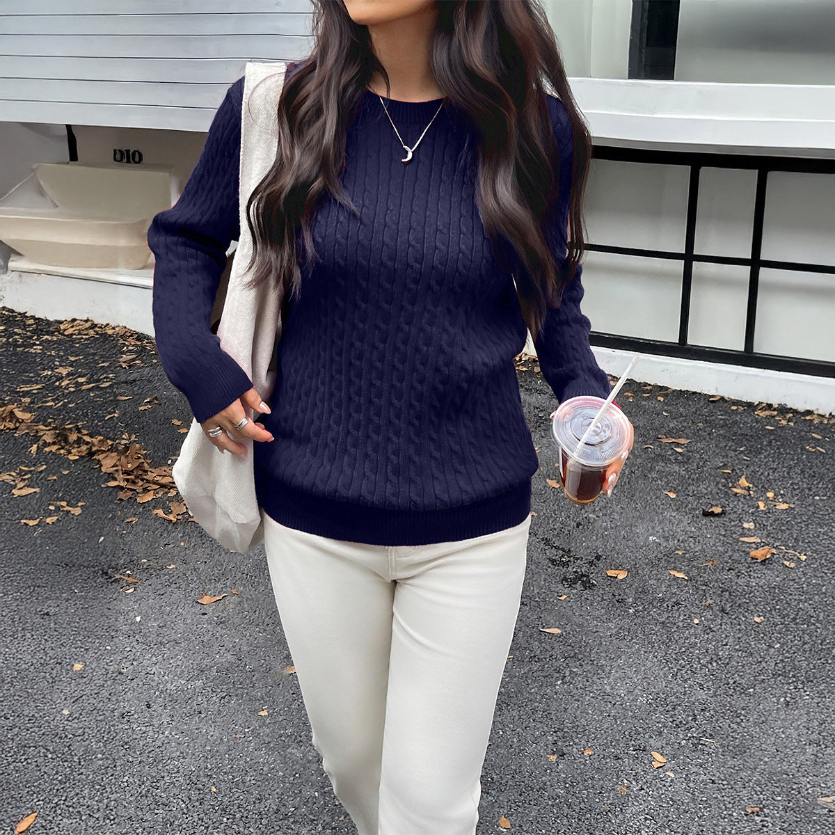 Women’s Long Sleeve Knit Sweater – Chic Minimalist Winter Top for Everyday Comfort 2025