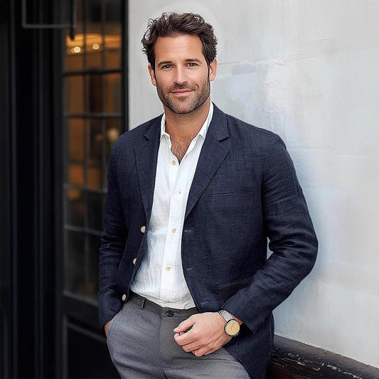 Men’s Casual Cotton-Linen Blazer – Lightweight Breathable Suit Jacket for Spring & Summer