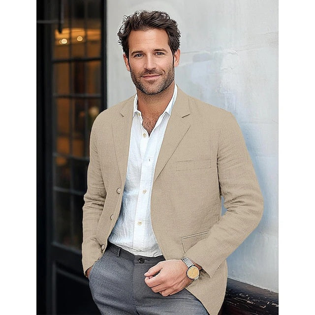 Men’s Casual Cotton-Linen Blazer – Lightweight Breathable Suit Jacket for Spring & Summer