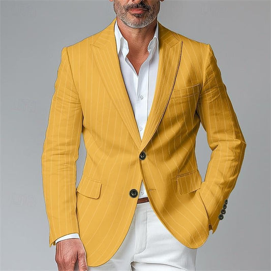 Men’s Plaid Blazer – Single-Breasted Two-Button Suit Jacket for Casual & Formal Wear
