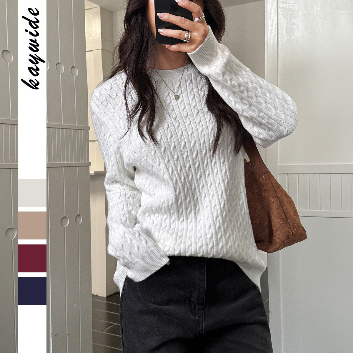 Women’s Long Sleeve Knit Sweater – Chic Minimalist Winter Top for Everyday Comfort 2025