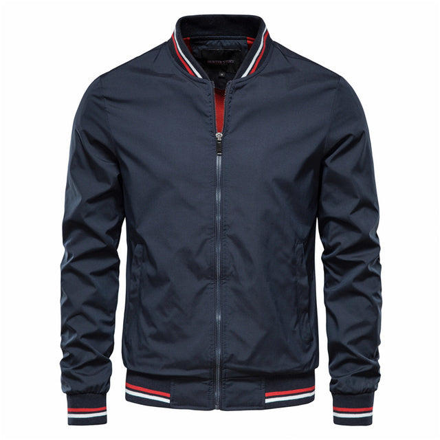 Men’s Striped Zip-Up Bomber Jacket – Casual Lightweight Baseball-Style Outerwear for Spring & Fall
